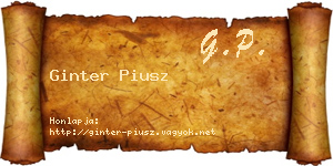 Ginter Piusz névjegykártya